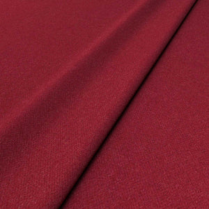 Sample of a red woven fabric in recycled wool.