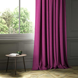 A purple woven fabric shown as a curtain.