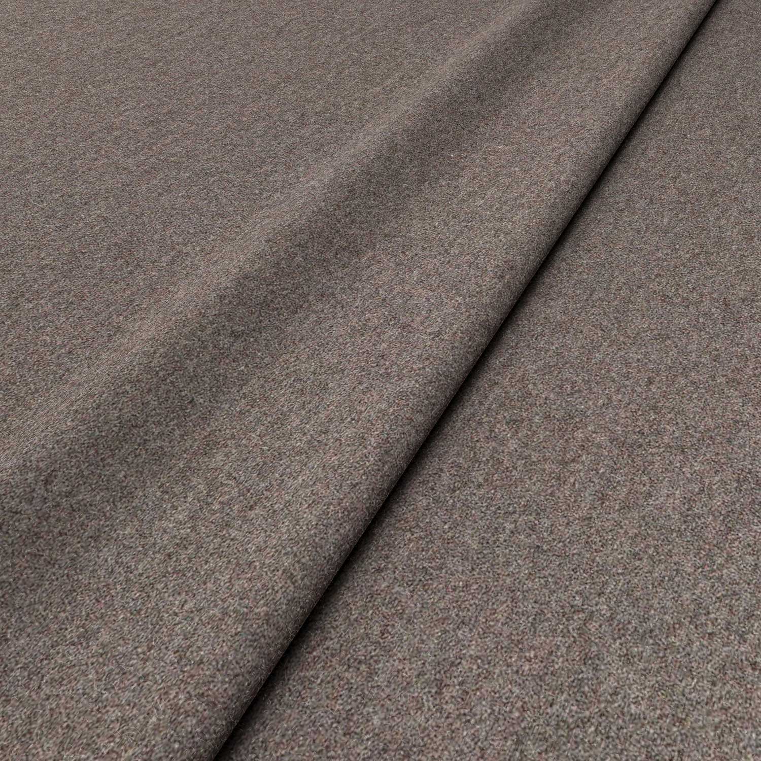 Sample of a brown woven fabric in recycled wool.