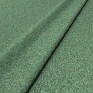 Sample of a green woven fabric in recycled wool.