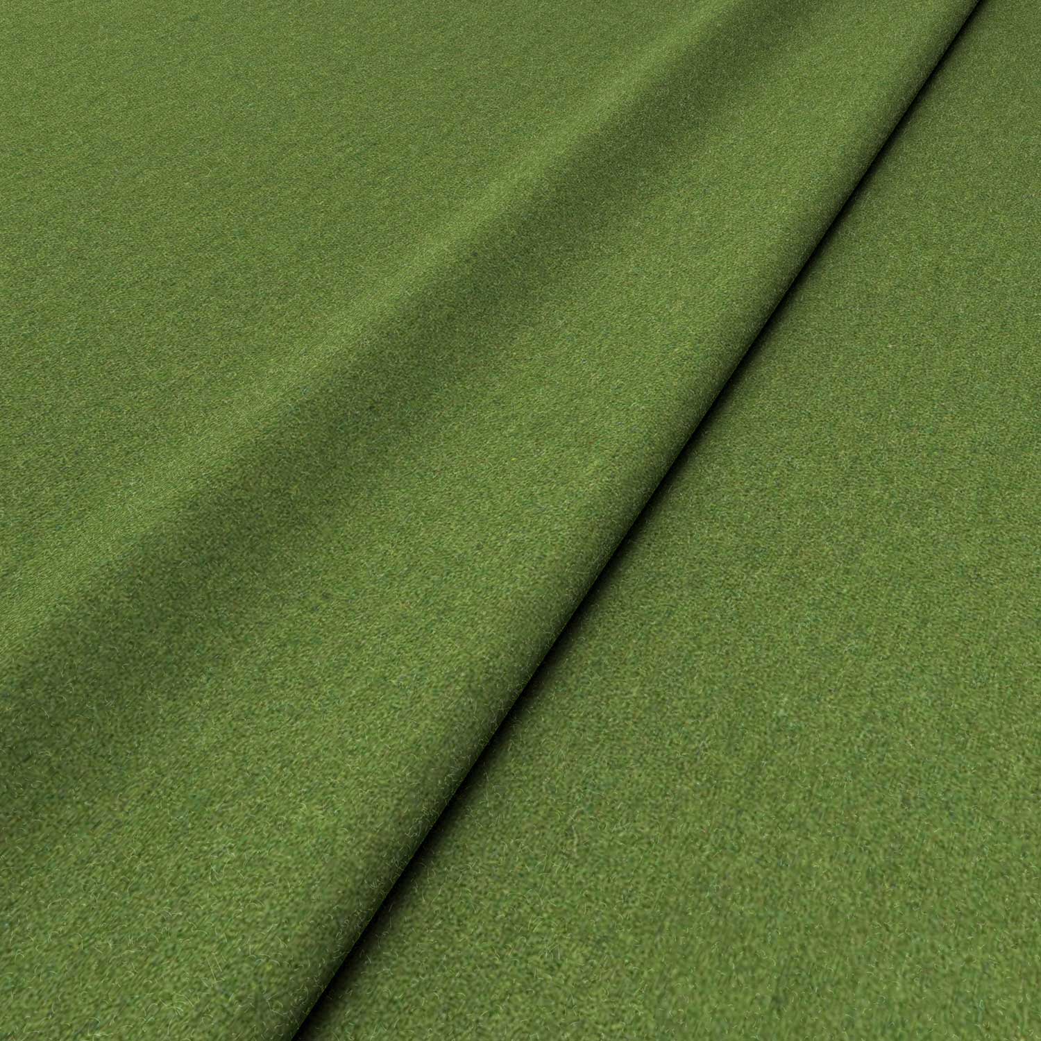 Sample of a green woven fabric in recycled wool.