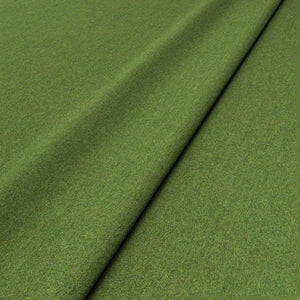 Sample of a green woven fabric in recycled wool.
