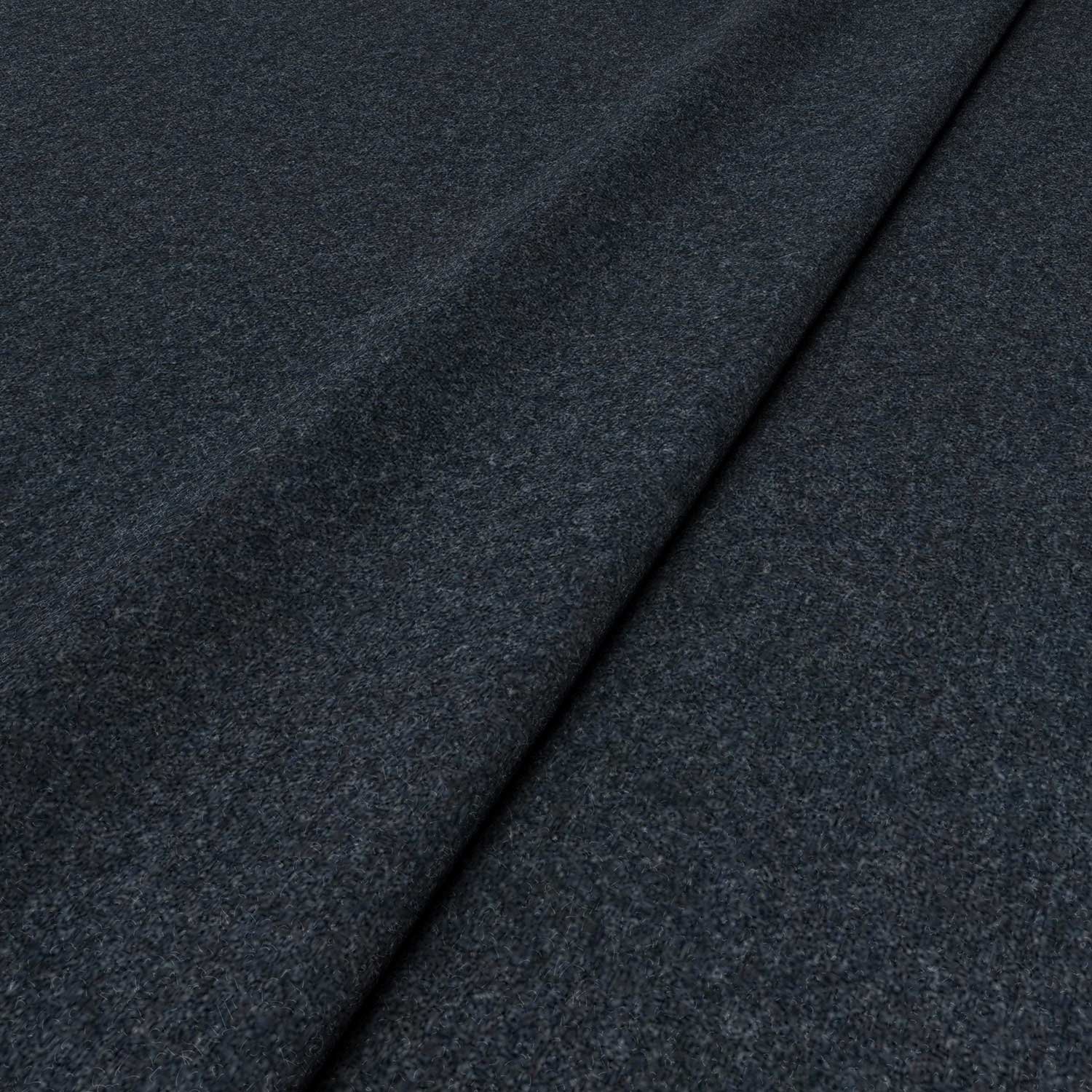 Sample of a blue woven fabric in recycled wool.