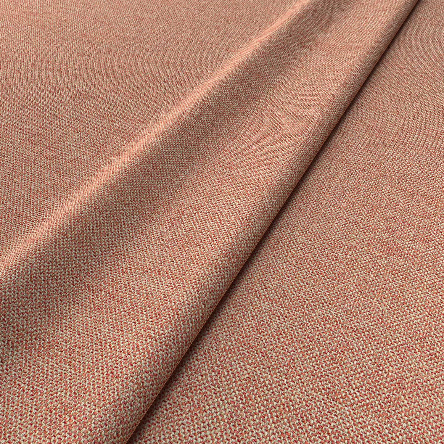 Fabric swatch of a plain coral weave fabric for upholstery