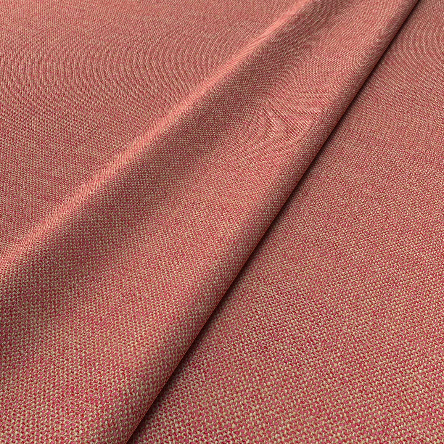 Fabric swatch of a plain red weave fabric for upholstery