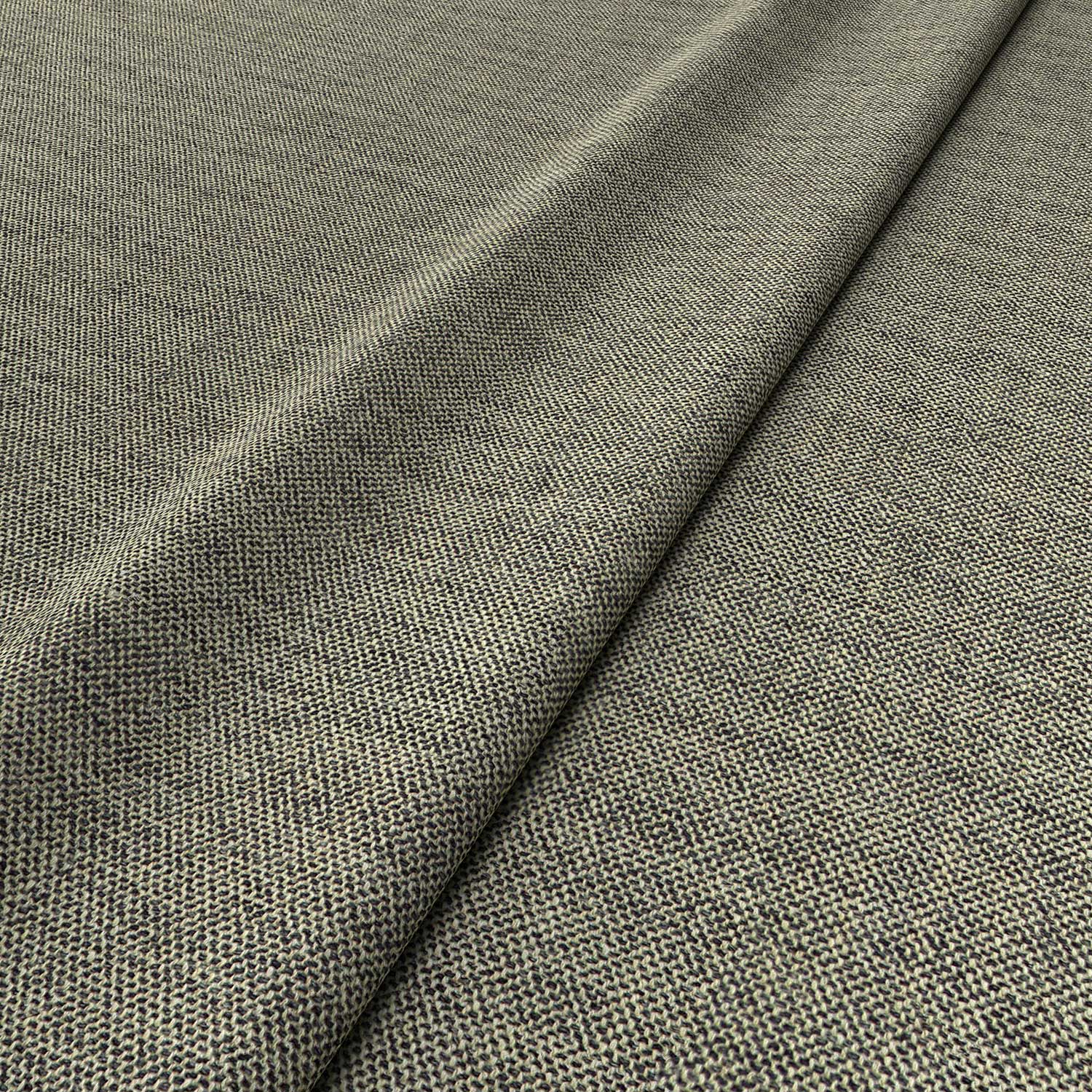 Fabric swatch of a grey woven fabric for upholstery