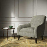 Armchair upholstered in a grey woven fabric