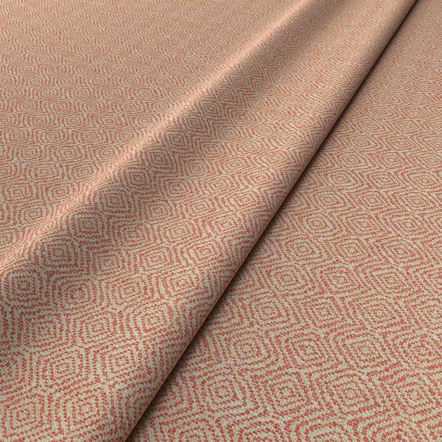 Fabric swatch of a red woven fabric for upholstery