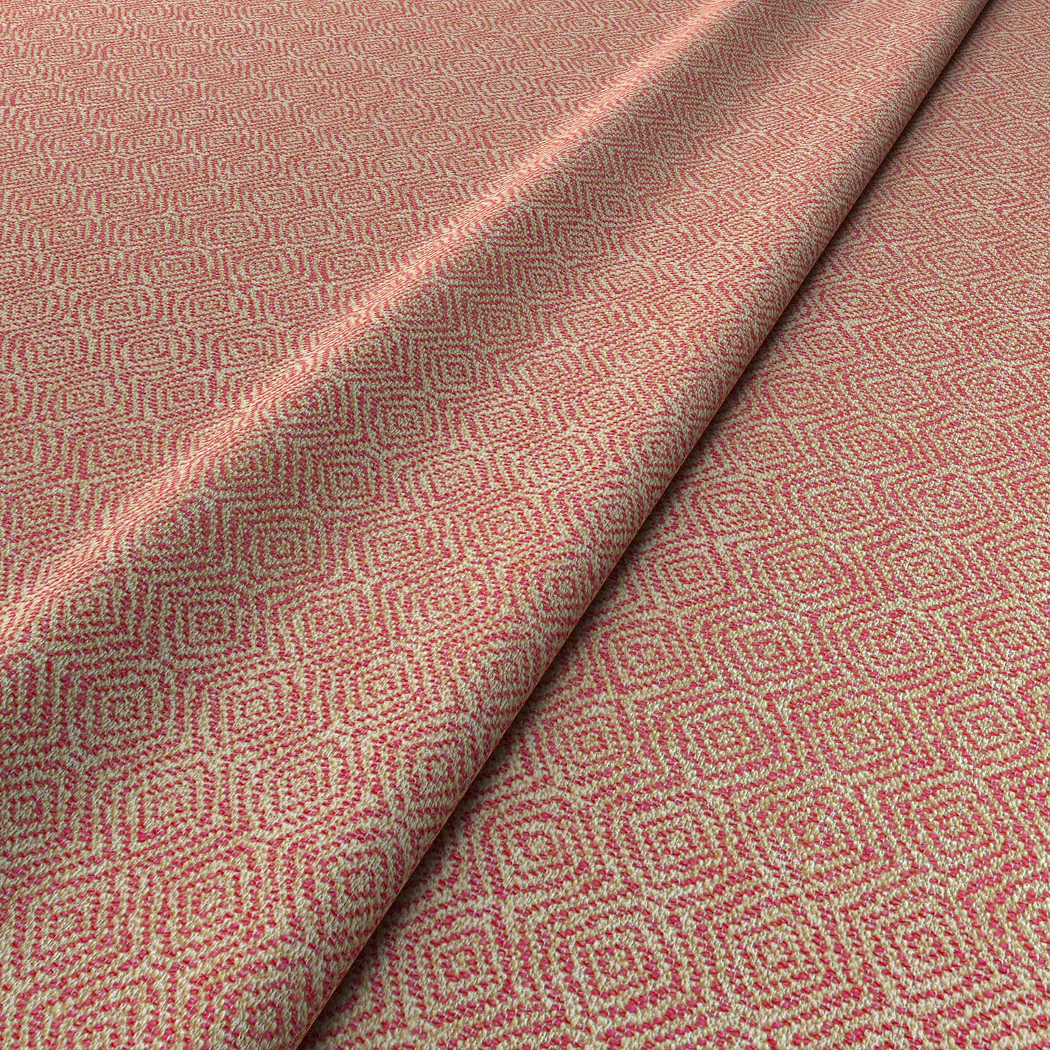 Fabric swatch of a red woven fabric for upholstery