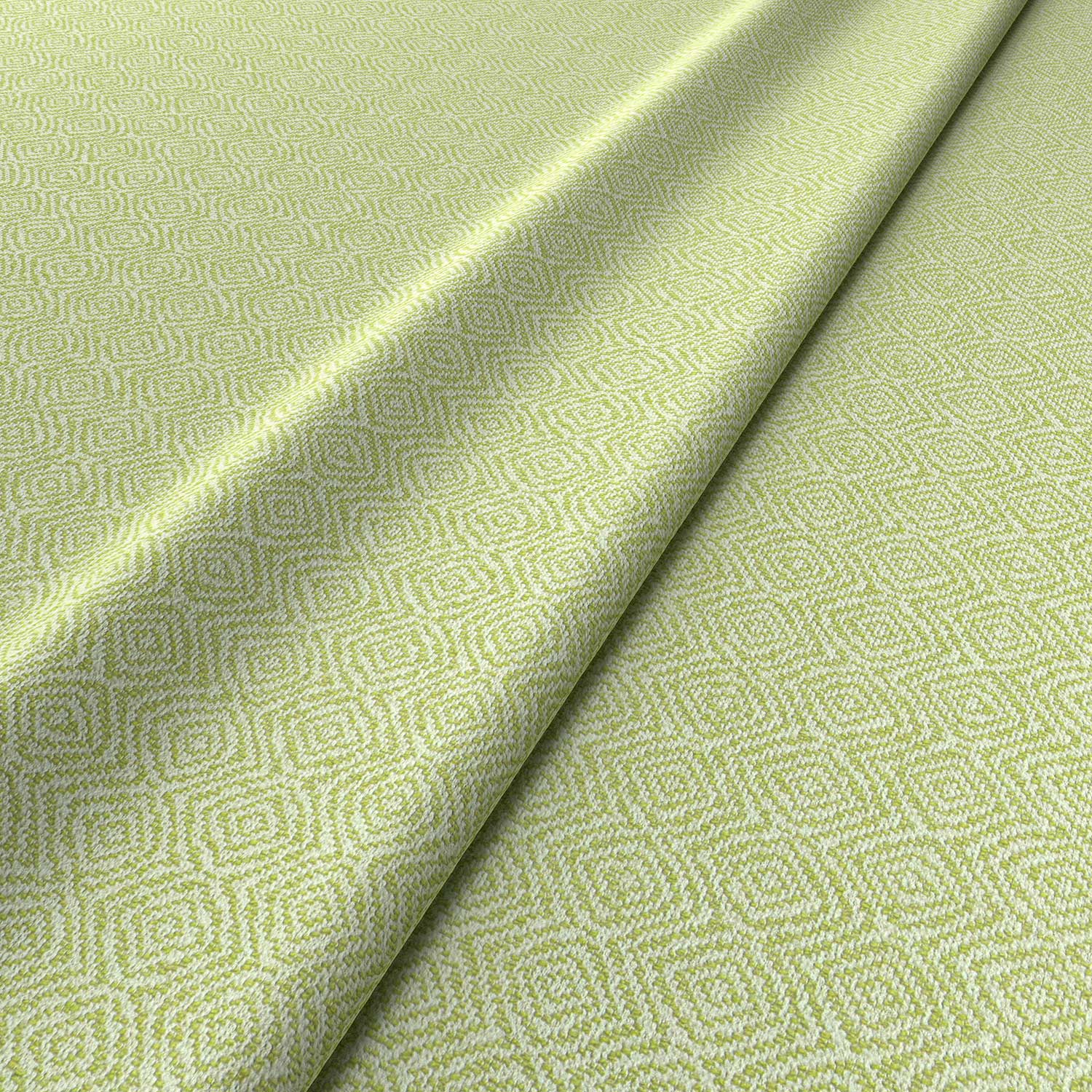 Fabric swatch of a green woven fabric for upholstery