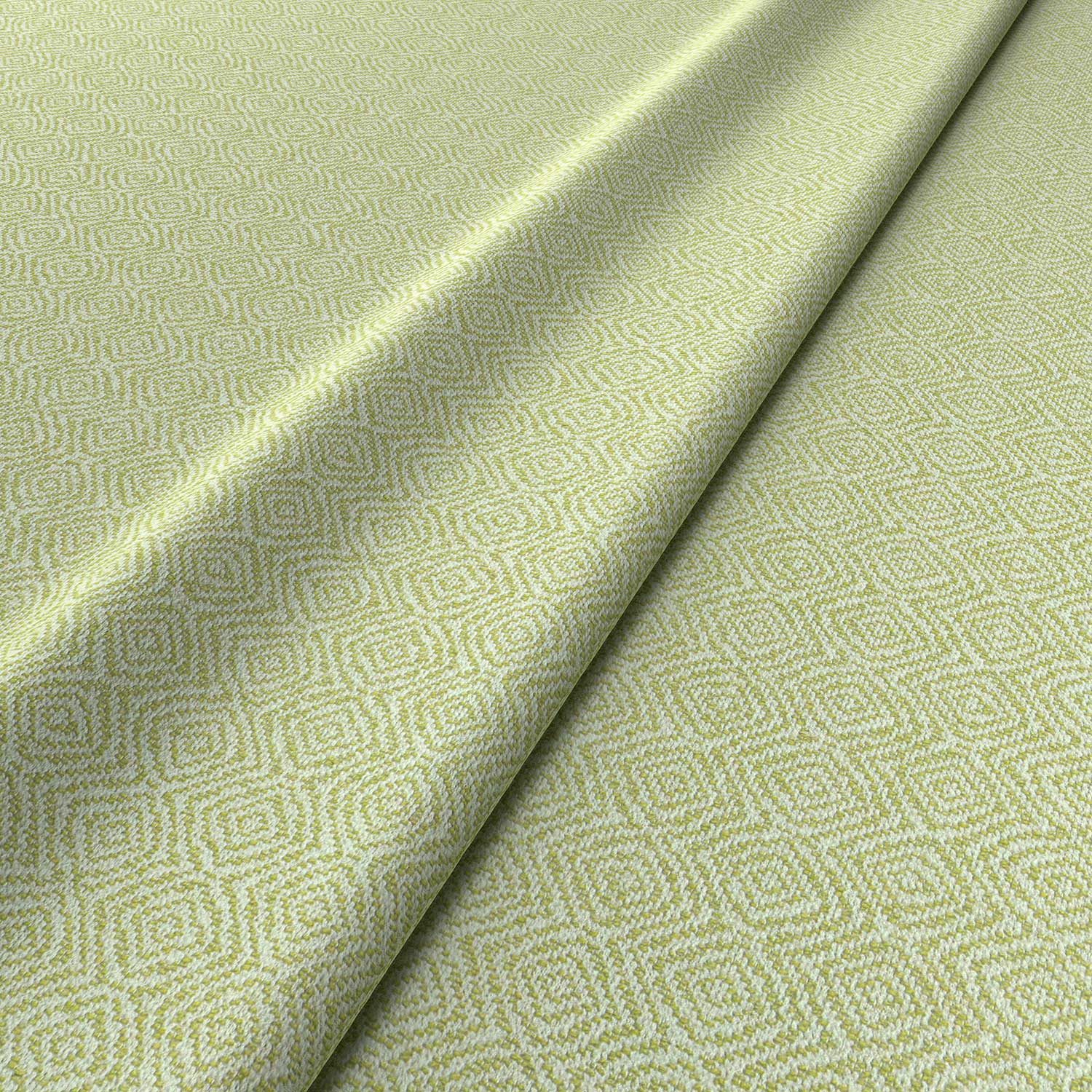 Fabric swatch of a green woven fabric for upholstery