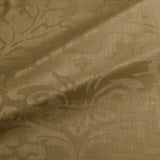 Fabric swatch of a contemporary damask fabric in a brown colour for upholstery and curtains.