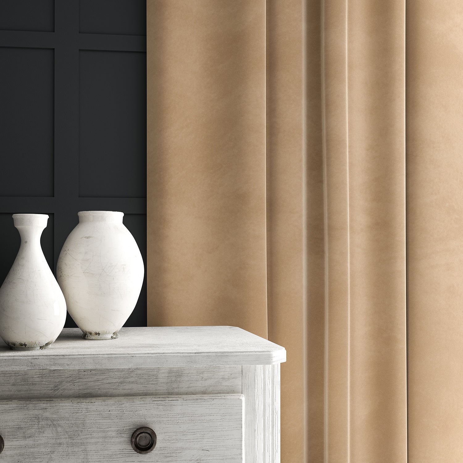 Brown eco velvet curtain
