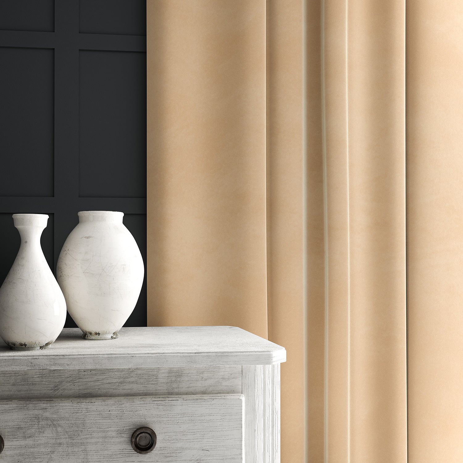 Cream eco velvet curtain