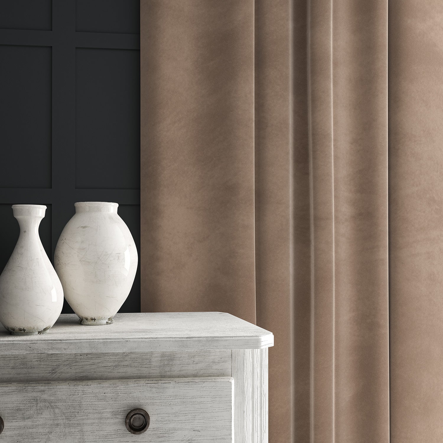 Brown eco velvet curtain