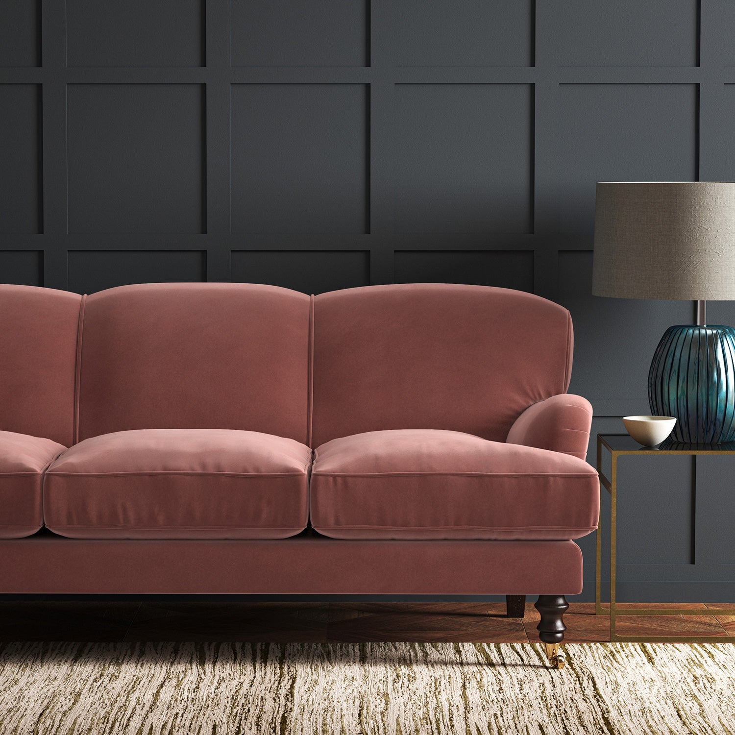 Brown eco velvet upholstery fabric on a sofa