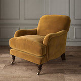 Yellow eco velvet upholstery fabric on an armchair