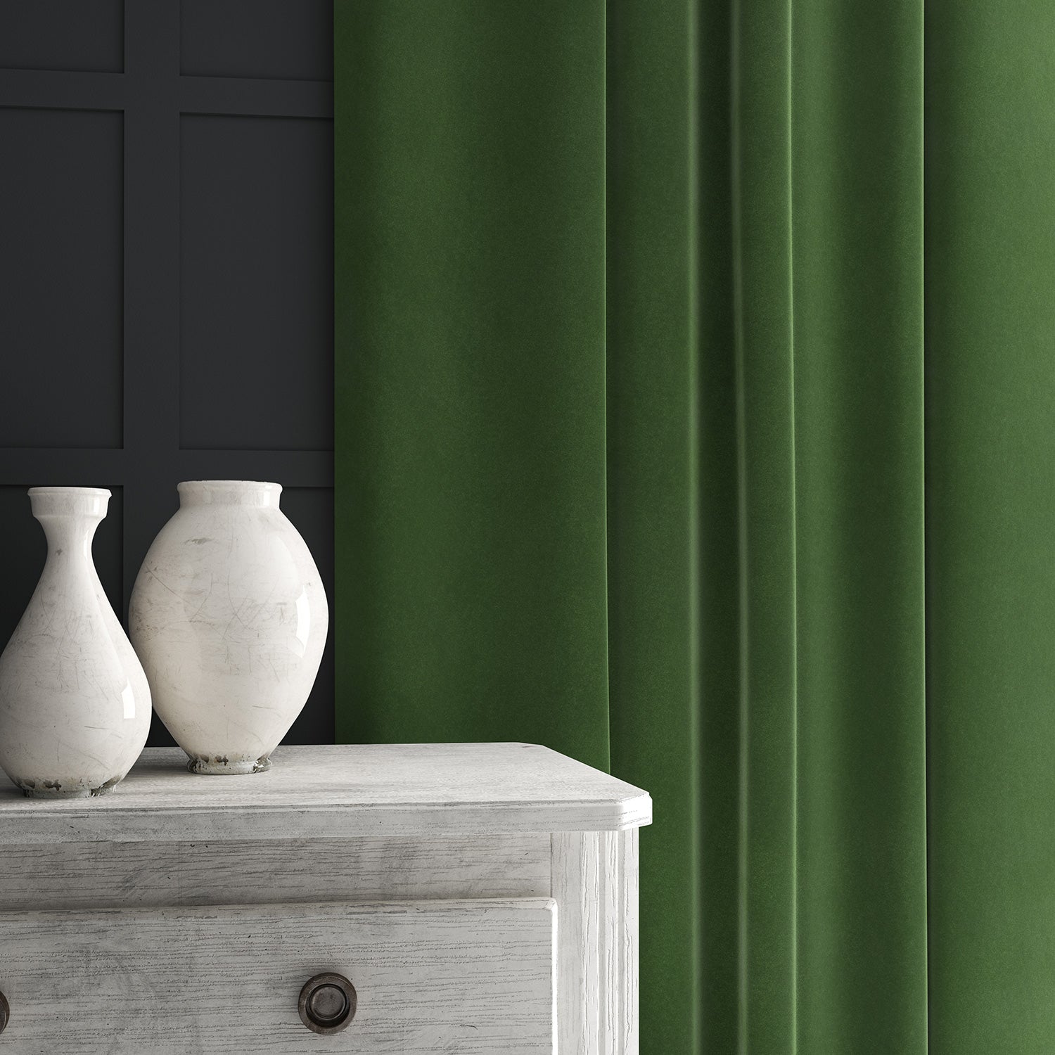 Green eco velvet curtain