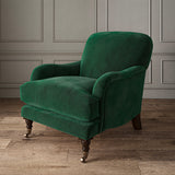 Green eco velvet upholstery fabric on an armchair