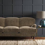 Brown eco velvet upholstery fabric on a sofa