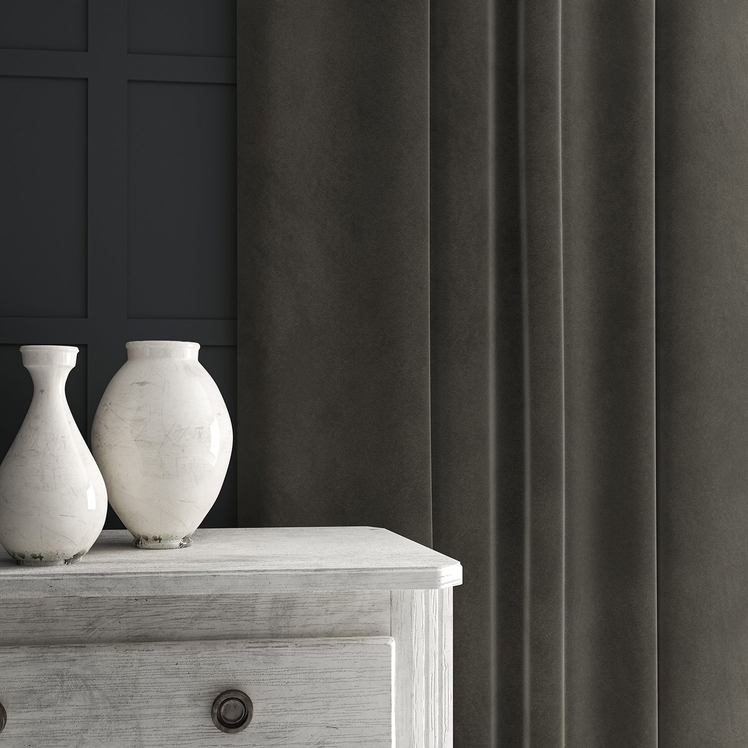 Grey eco velvet curtain