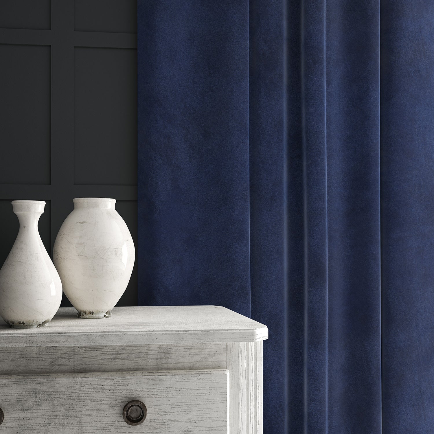 Blue eco velvet curtain