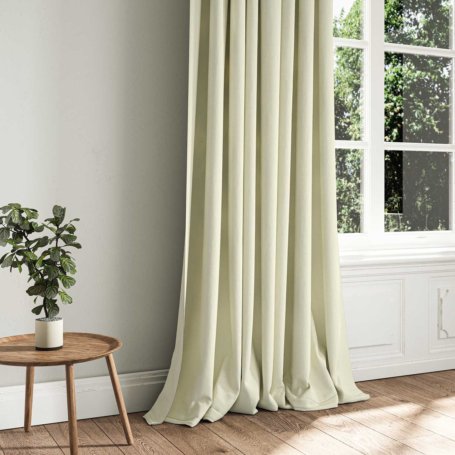 A white woven fabric shown as a curtain.
