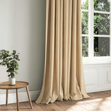 A gold woven fabric shown as a curtain.