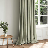 A grey woven fabric shown as a curtain.