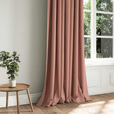 A pink woven fabric shown as a curtain.