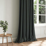 A grey woven fabric shown as a curtain.