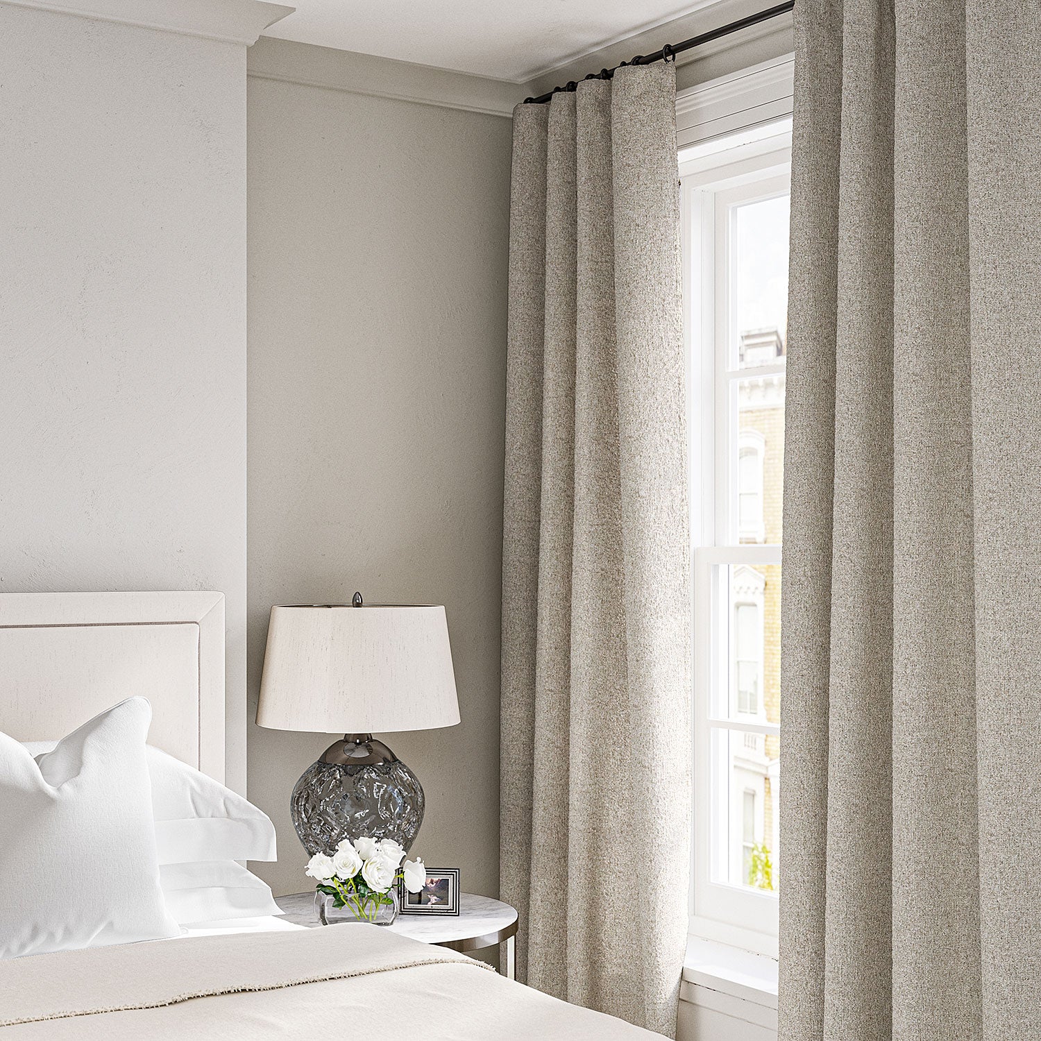 Curtain in a boucle fabric in Almond