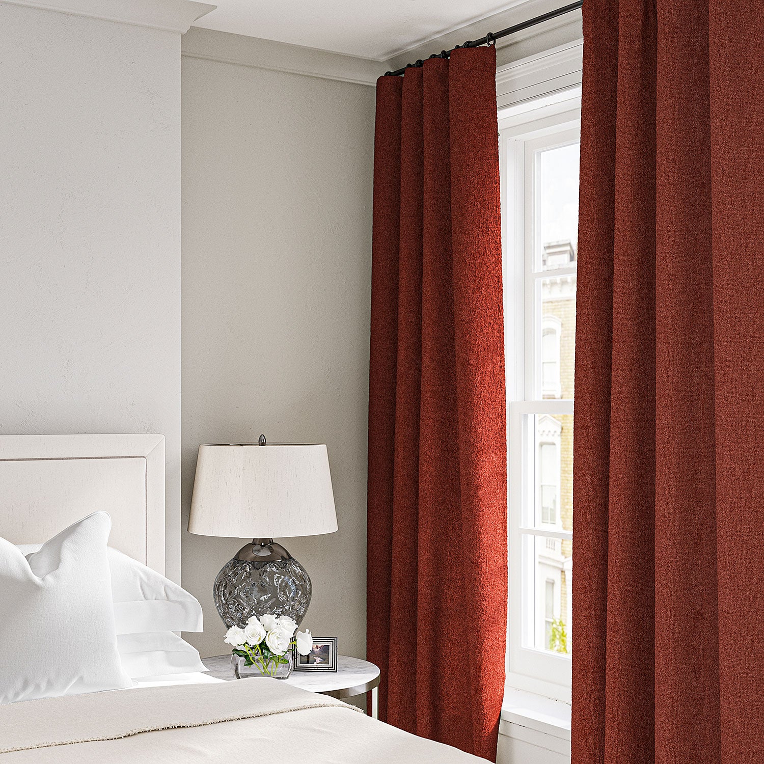 Curtain in a boucle fabric in Carnelian