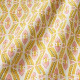 Printed linen fabric – a geometric design in pink, yellow and blue