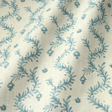 Printed linen fabric - a charming marine-style pattern in blue and cream