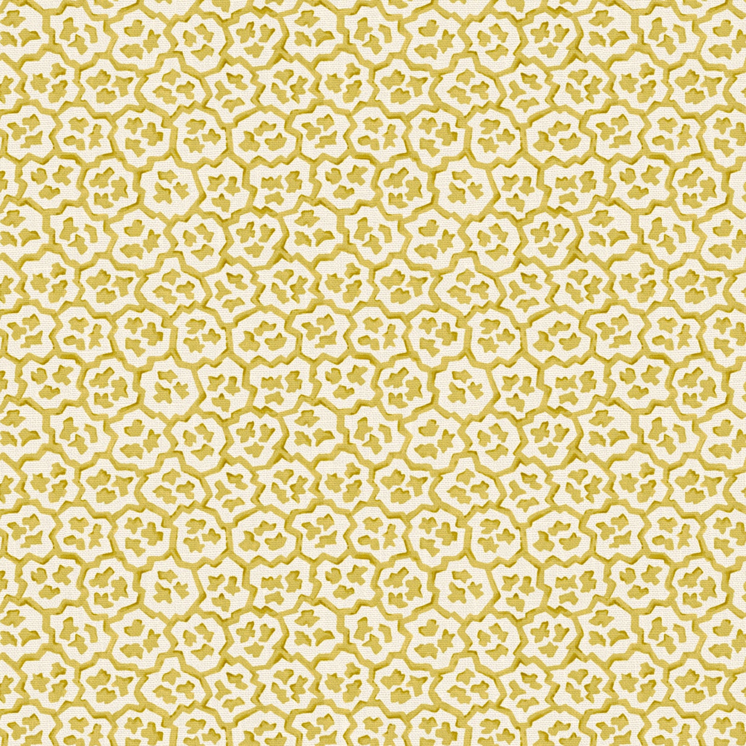 Printed linen fabric sample – a handy block print pattern in yellow and cream