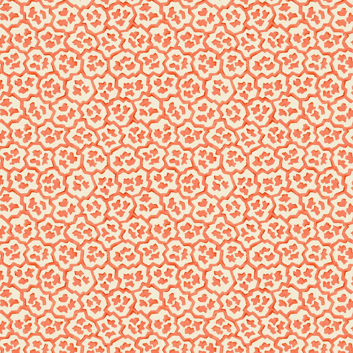 Printed linen fabric sample – a handy block print pattern in red and cream