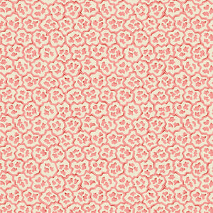 Printed linen fabric sample – a handy block print pattern in pink and cream