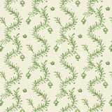 Printed linen fabric - a charming marine-style pattern in green and cream