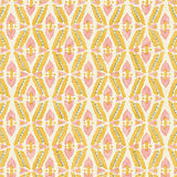 Printed linen fabric – a geometric design in pink, yellow and blue
