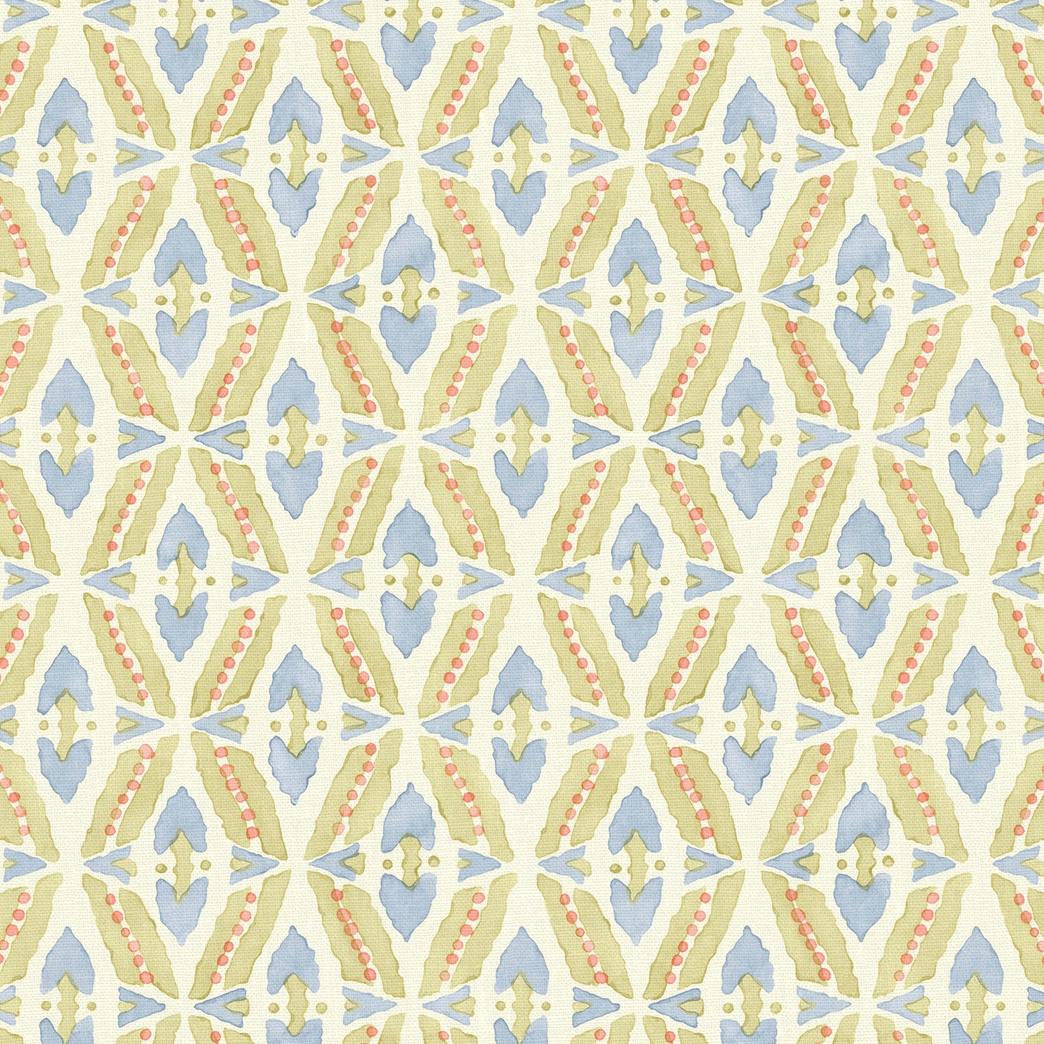 Printed linen fabric – a geometric design in pink, yellow and blue