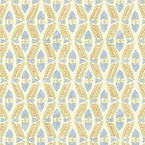 Printed linen fabric – a geometric design in pink, yellow and blue