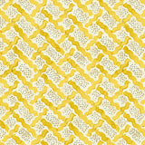 Printed linen fabric - a contemporary lattice design in yellow, cream and white