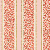 Printed linen fabric sample – fresh bands of jolly colours in pink, red, yellow and cream