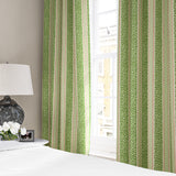 Linen curtains with fresh bands of jolly colours in green, pink and cream