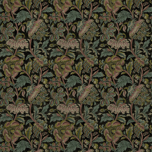 Sample of a printed velvet fabric showcasing an archival document, circa 1700s, this stylised floral is lavish, graceful, and timeless in brown, blue, pink and green