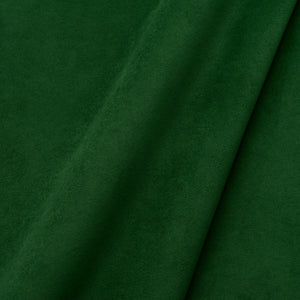 Fabric swatch of a plain stain resistant velvet upholstery fabric in a dark green colour