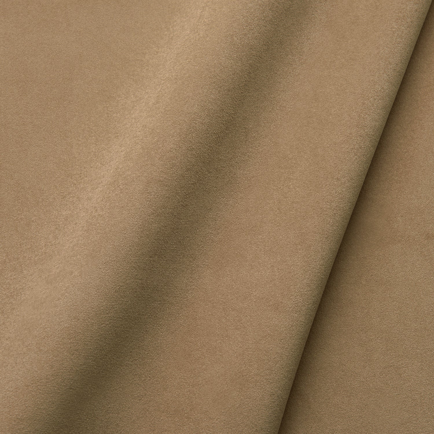 Fabric swatch of a plain stain resistant velvet upholstery fabric in a tan colour