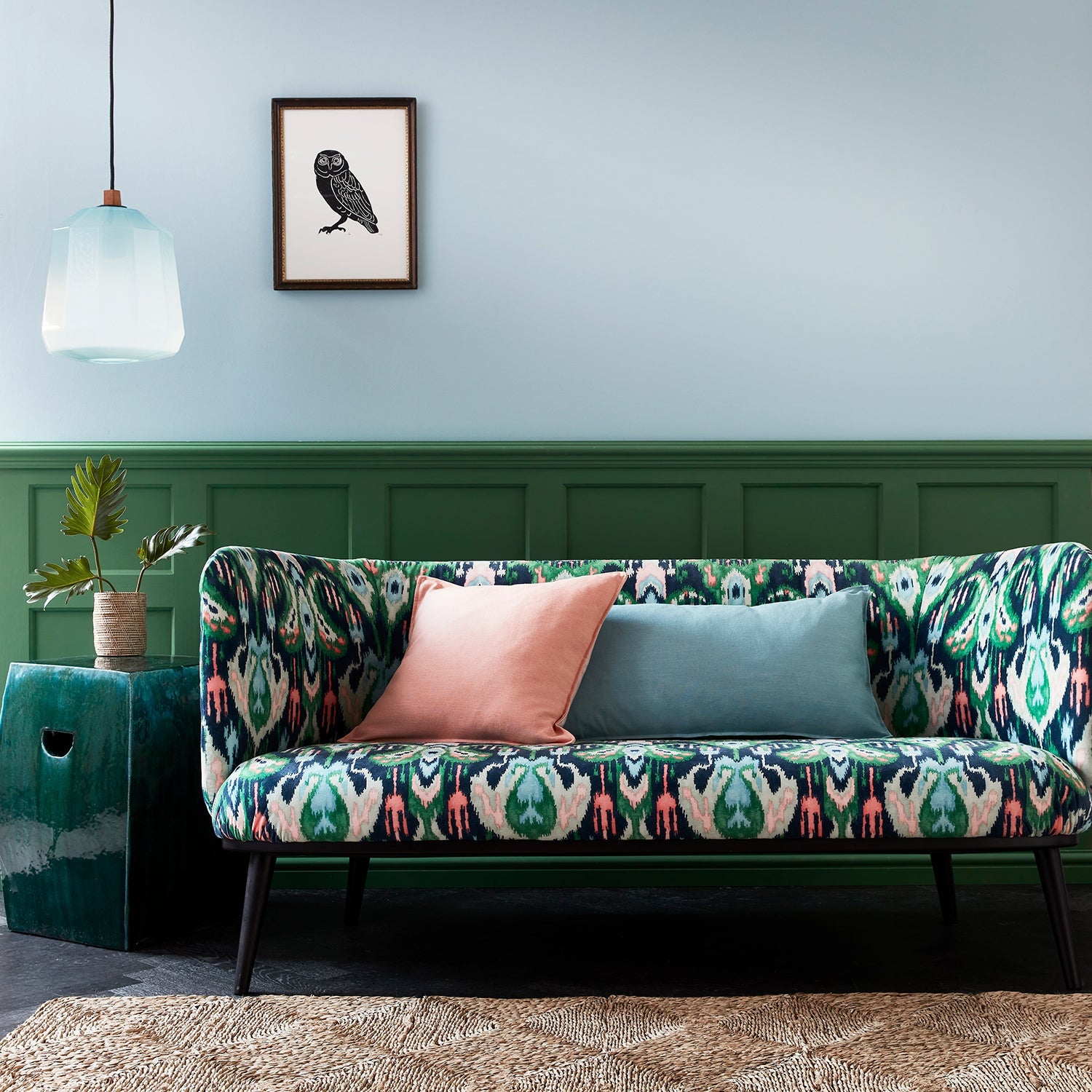 New Modern Bright Multicolour Geometric Retro Pattern Velvet Upholstery  Fabric