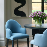 Chair in a eco-friendly plain blue fabric for curtains and upholstery